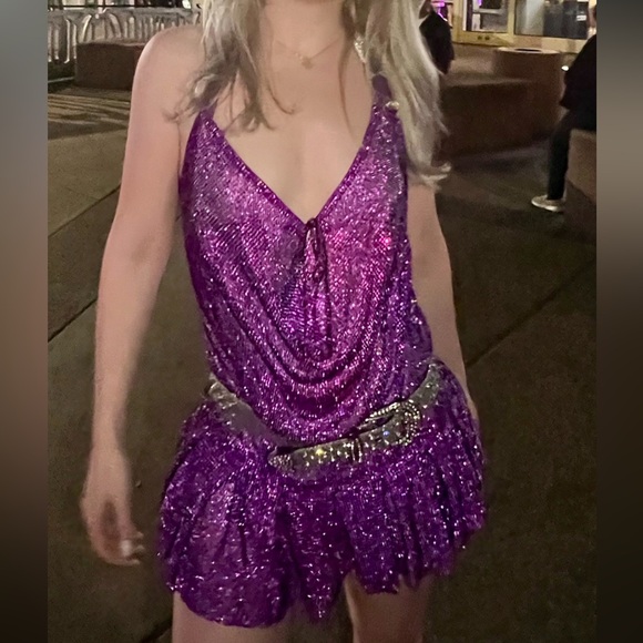 Poster Girl Barbara Amethyst SS23 Mini Dress Crystal Chainmail - Picture 7 of 10